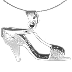 Sterling Silver 3D High Heel Shoe Pendant (Rhodium or Yellow Gold-plated)