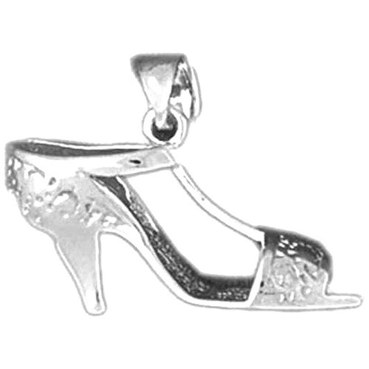 Sterling Silver 3D High Heel Shoe Pendant