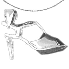Sterling Silver 3D High Heel Shoe Pendant (Rhodium or Yellow Gold-plated)