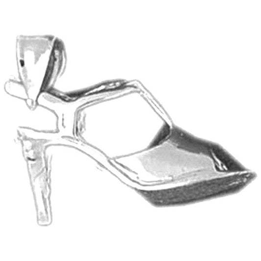 Sterling Silver 3D High Heel Shoe Pendant