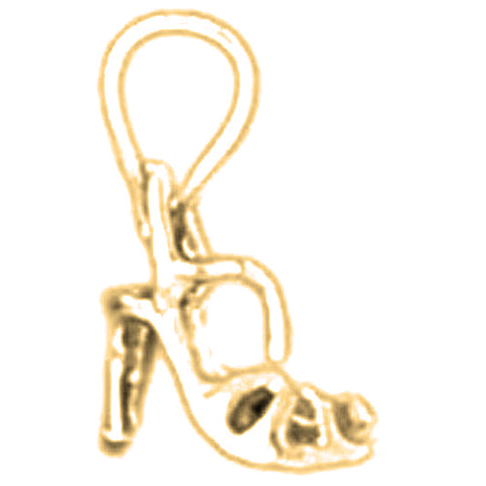 Yellow Gold-plated Silver 3D High Heel Shoe Pendant