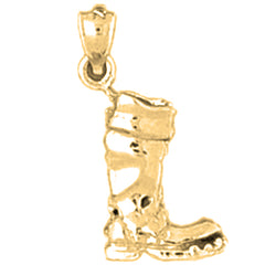 Yellow Gold-plated Silver 3D Boot Pendant