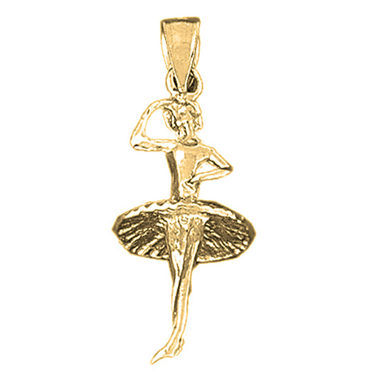 Yellow Gold-plated Silver 3D Ballerina Pendant