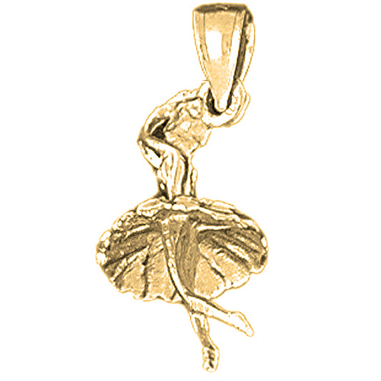 Yellow Gold-plated Silver 3D Ballerina Pendant