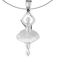 Sterling Silver Ballerina Pendant (Rhodium or Yellow Gold-plated)