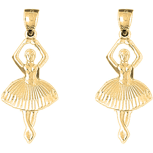 Yellow Gold-plated Silver 34mm 5th Position Ballerina Earrings