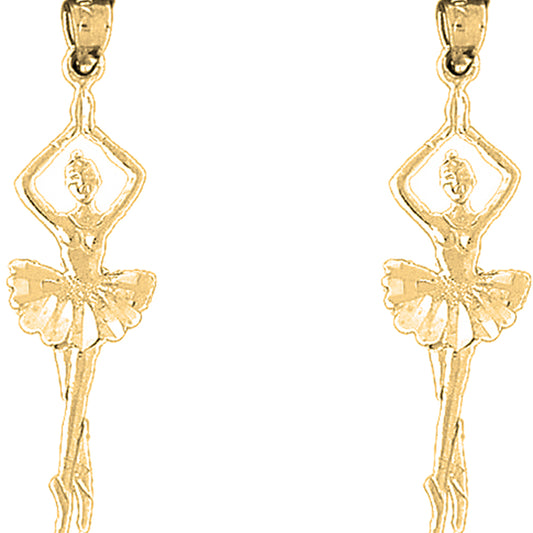 Yellow Gold-plated Silver 41mm 5th Position Ballerina Earrings