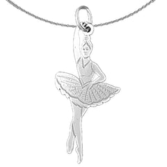 Sterling Silver Ballerina Pendant (Rhodium or Yellow Gold-plated)