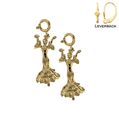 14K or 18K Gold 3D Flamenco Dancer Earrings