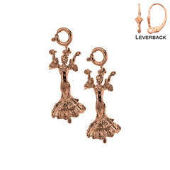 14K or 18K Gold 3D Flamenco Dancer Earrings