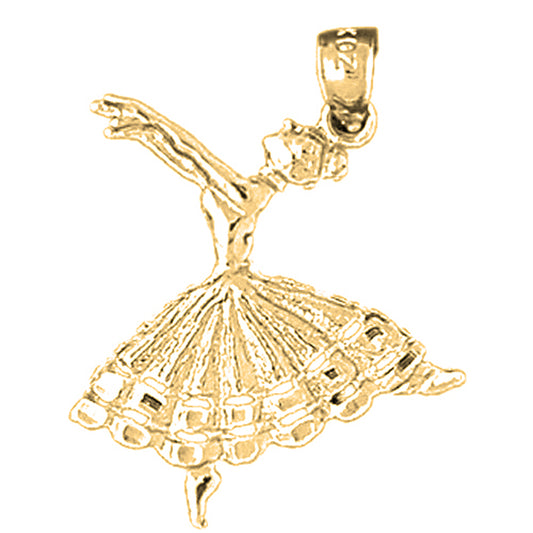 Yellow Gold-plated Silver Flamenco Dancer Pendant