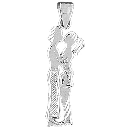 Sterling Silver Boy And Girl Kissing Pendant
