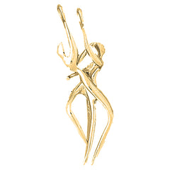 Yellow Gold-plated Silver Two Piece, 3D Dancers Pendant