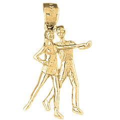 Yellow Gold-plated Silver Ballroom Dancers Pendant