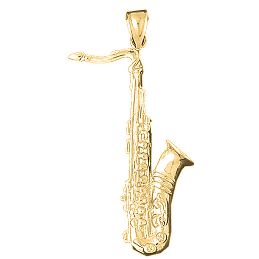 Yellow Gold-plated Silver Saxophone Pendant