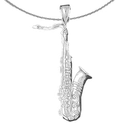 Colgante de saxofón de plata de ley (bañado en rodio o oro amarillo)