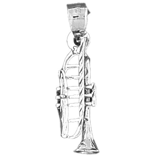 Sterling Silver 3D Trumpet Pendant