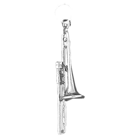 Sterling Silver 3D Trombone Pendant