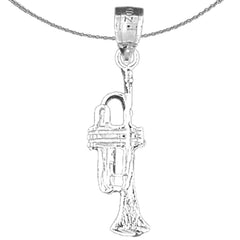 Sterling Silver Trumpet Pendant (Rhodium or Yellow Gold-plated)