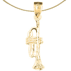 Sterling Silver Trumpet Pendant (Rhodium or Yellow Gold-plated)