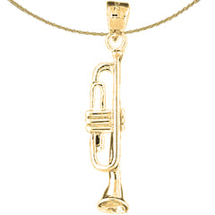 Sterling Silver Trumpet Pendant (Rhodium or Yellow Gold-plated)