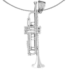 Sterling Silver Trumpet Pendant (Rhodium or Yellow Gold-plated)