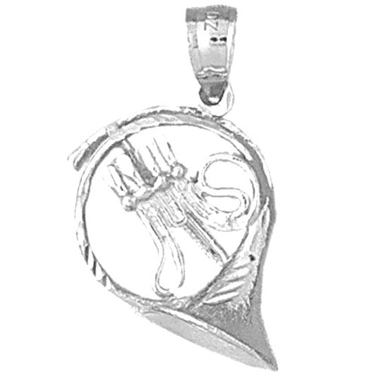 Sterling Silver 3D French Horn Pendant