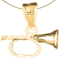 Sterling Silver 3D Horn Pendant (Rhodium or Yellow Gold-plated)
