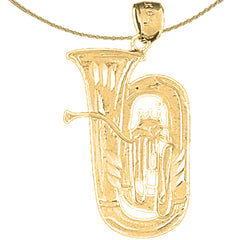 Sterling Silver Tuba Pendant (Rhodium or Yellow Gold-plated)