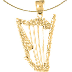 Sterling Silver Harp Pendant (Rhodium or Yellow Gold-plated)