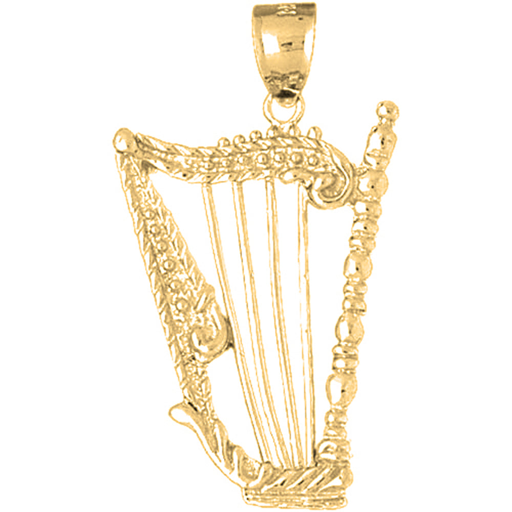 Yellow Gold-plated Silver Harp Pendant