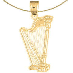 Sterling Silver Harp Pendant (Rhodium or Yellow Gold-plated)