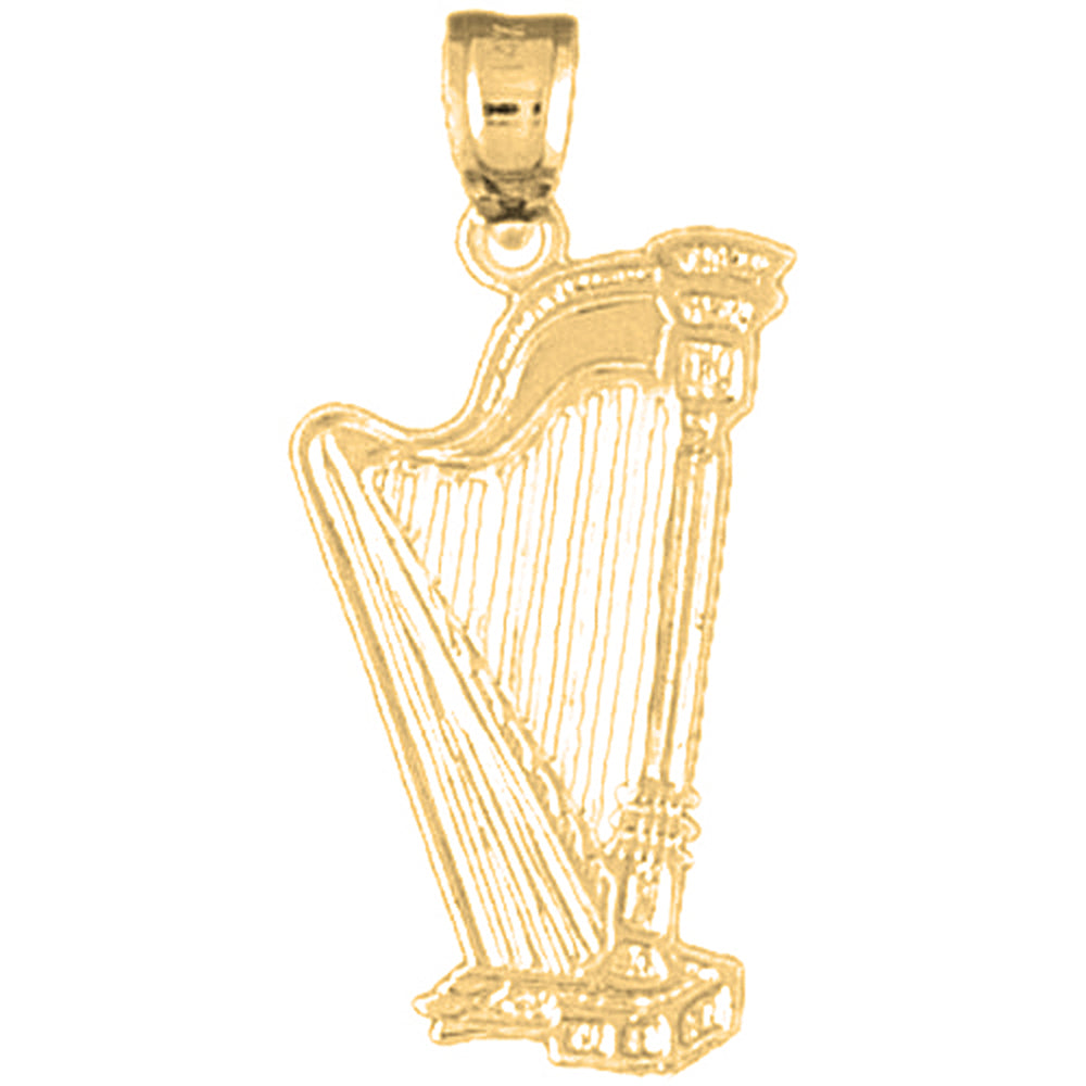 Yellow Gold-plated Silver Harp Pendant