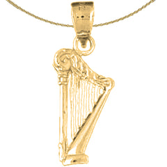 Harfenanhänger aus Sterlingsilber (rhodiniert oder gelbvergoldet)