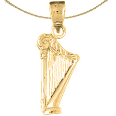 Sterling Silver Harp Pendant (Rhodium or Yellow Gold-plated)