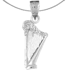 Sterling Silver Harp Pendant (Rhodium or Yellow Gold-plated)