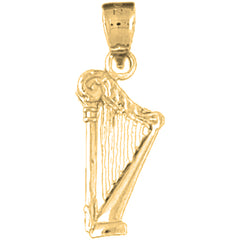 Yellow Gold-plated Silver Harp Pendant