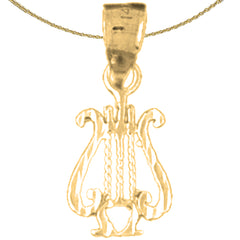 Sterling Silver Harp Pendant (Rhodium or Yellow Gold-plated)