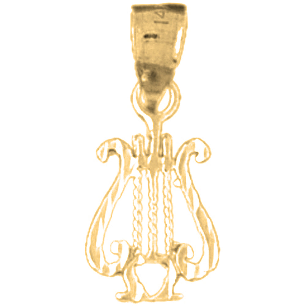 Yellow Gold-plated Silver Harp Pendant