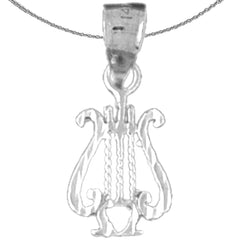 Sterling Silver Harp Pendant (Rhodium or Yellow Gold-plated)