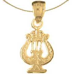 Sterling Silver Harp Pendant (Rhodium or Yellow Gold-plated)
