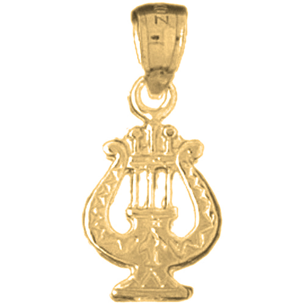 Yellow Gold-plated Silver Harp Pendant