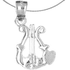 Sterling Silver Harp Pendant (Rhodium or Yellow Gold-plated)