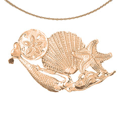 10K, 14K or 18K Gold Dolphin, Sand Dollar, Starfish, And Shell Pendant