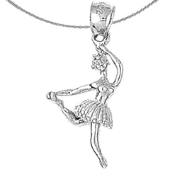 Sterling Silver Two Tone Ballerina Pendant (Rhodium or Yellow Gold-plated)