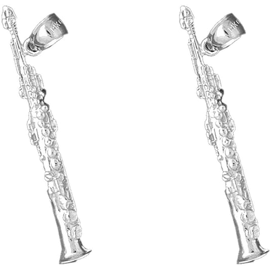 Sterling Silver 44mm Clarinet Earrings