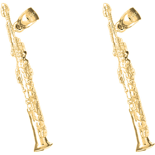 Yellow Gold-plated Silver 44mm Clarinet Earrings