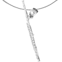 Sterling Silver Flute Pendant (Rhodium or Yellow Gold-plated)