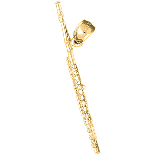 Yellow Gold-plated Silver Flute Pendant