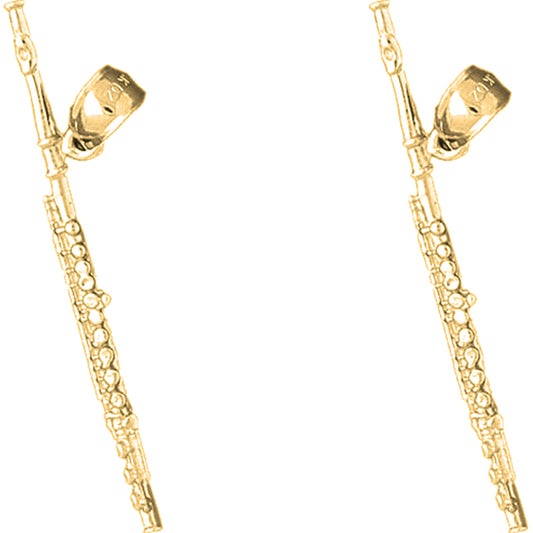 Yellow Gold-plated Silver 44mm Flute Earrings